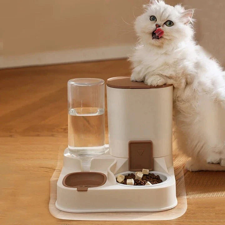 Premium ceramic and polypropylene automatic cat feeder with large capacity water dispenser for effortless pet care