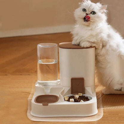 Premium ceramic and polypropylene automatic cat feeder with large capacity water dispenser for effortless pet care
