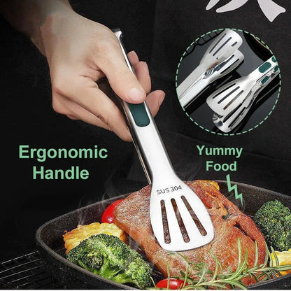 Premium non-slip stainless steel food tongs with ergonomic design for safe and efficient cooking and serving in the kitchen