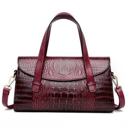 Premium crocodile pattern leather shoulder bag in multiple colours, featuring a pillow-shaped design for comfortable carrying and multiple interior pockets for organisation.