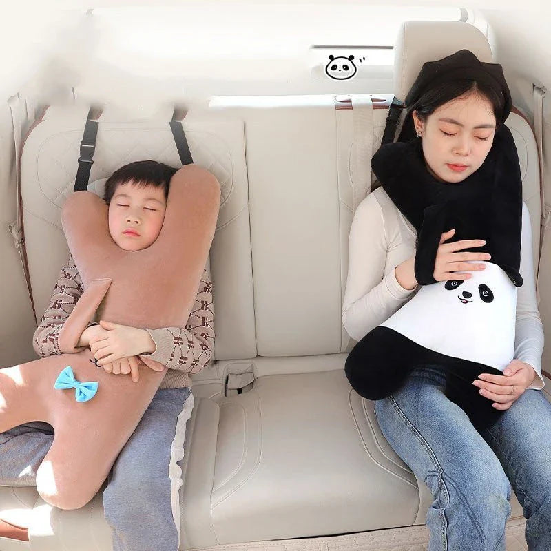 Cosy Y-Shaped Travel Pillow for Kids with Panda Design, Providing Comfort and Support for Long Journeys