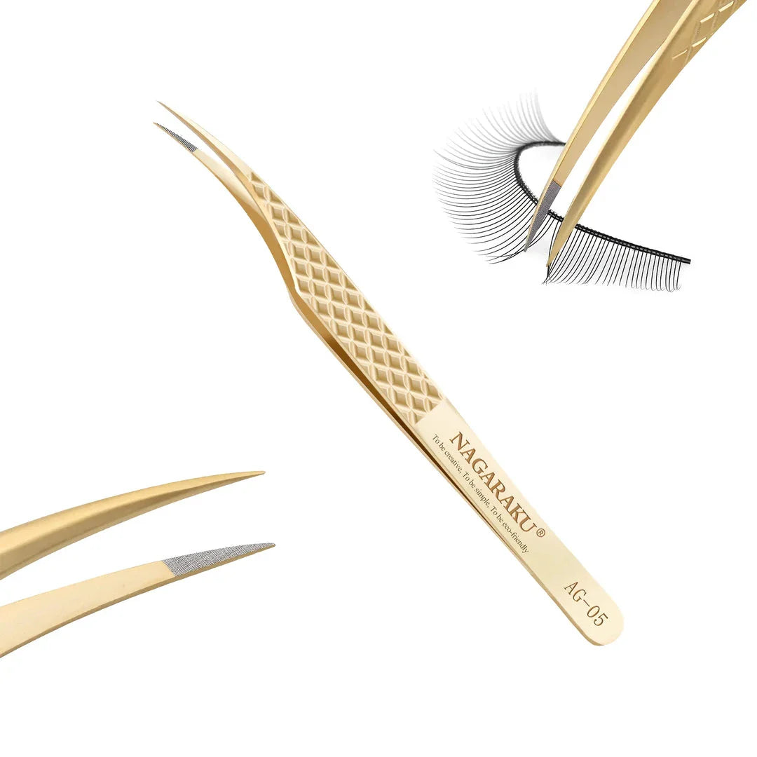 Premium Precision Fibre Tip Eyelash Extension Tweezers in Black with Straight Design