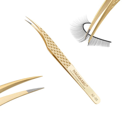 Premium Precision Fibre Tip Eyelash Extension Tweezers in Black with Straight Design