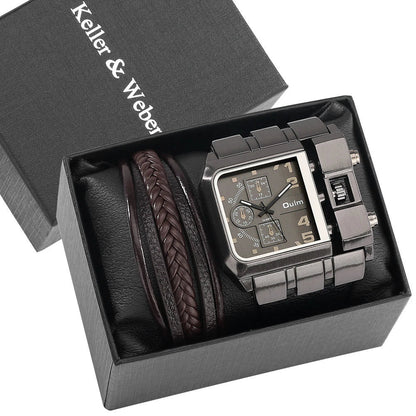 Stylish Gents' Oversized Quartz Watch with Matching Bracelet in various colours