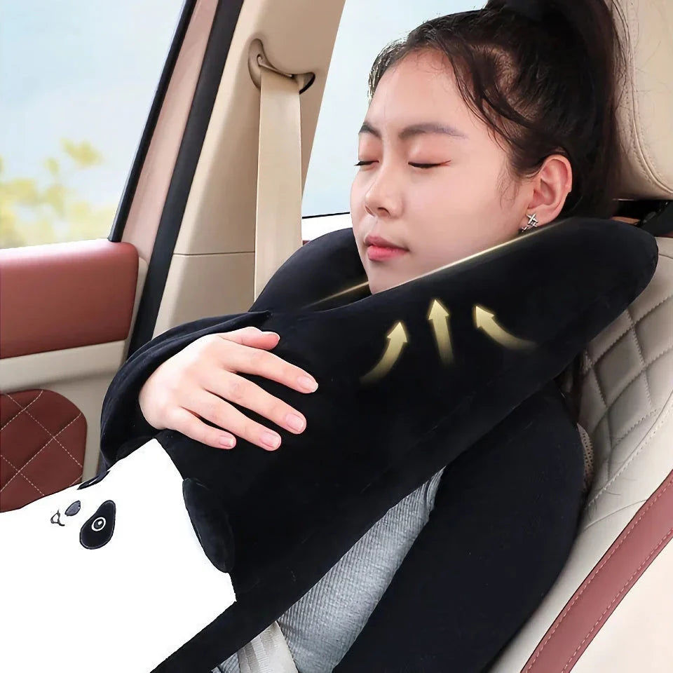 Cosy Y-Shaped Travel Pillow for Kids with Panda Design, Providing Comfort and Support for Long Journeys