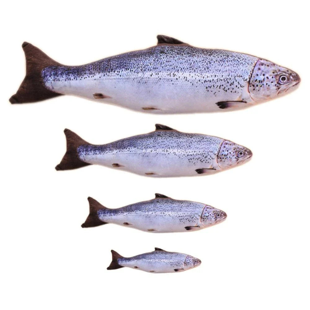 Charming fish-shaped pet toy with plush construction and catnip scent, perfect for active playtime and snuggling with cats and small dogs.