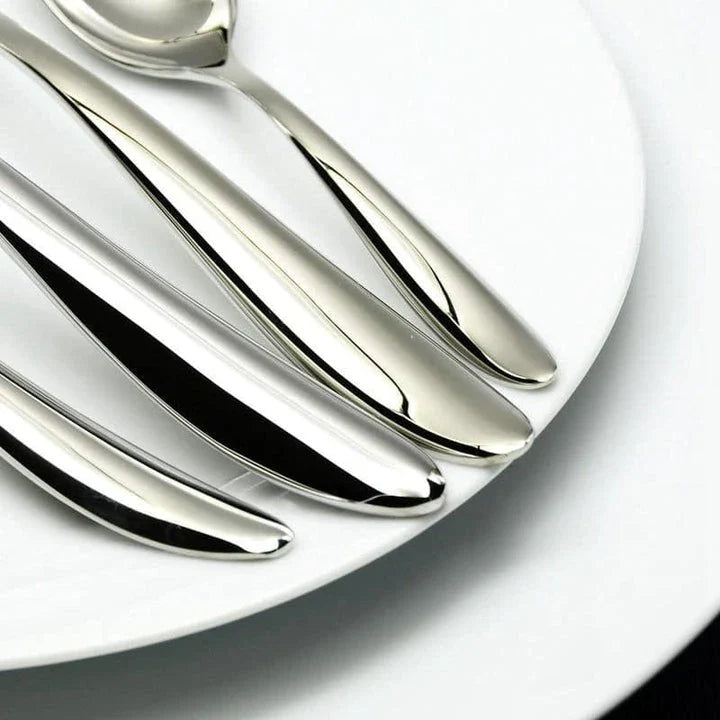 Premium Classic 24-Piece Tableware Set in Stainless Steel with Elegant Design and Exceptional Durability