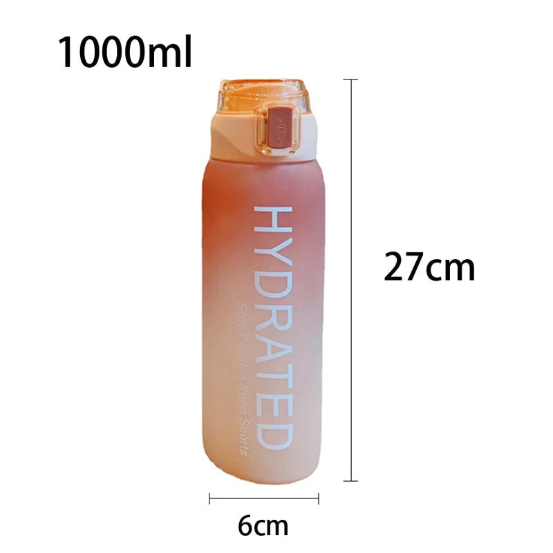 Trendha Large Capacity Gradient Frosted Water Bottle in Yellow - Stylish and Durable Hydration Solution