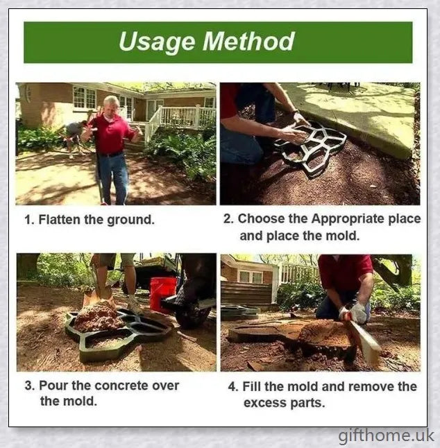 Durable, reusable DIY paving mould for creating custom garden paths, patios, and walkways in a variety of patterns