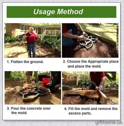 Durable, reusable DIY paving mould for creating custom garden paths, patios, and walkways in a variety of patterns
