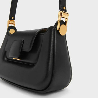 Sophisticated silk-lined TPU crossbody baguette bag in green, black, and navy colours