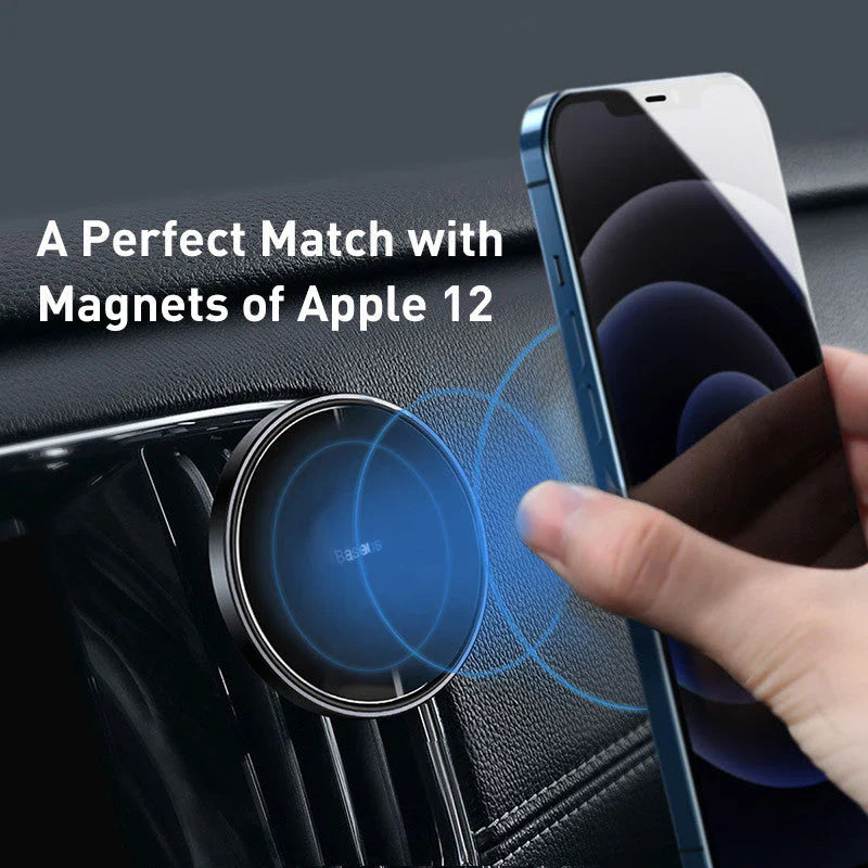 Premium magnetic car phone holder for iPhone 13, 14, and 15 Pro with secure attachment and elegant design