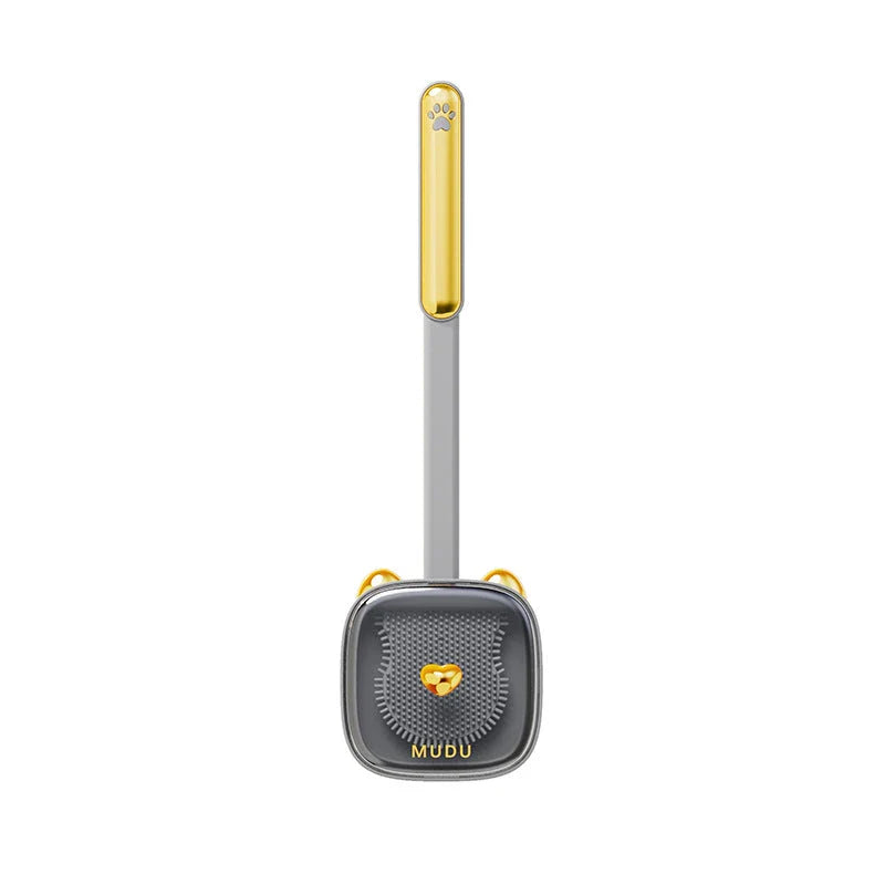 Stylish cat-themed wall-mounted toilet brush set in various colours, including green, orange, white, and grey
