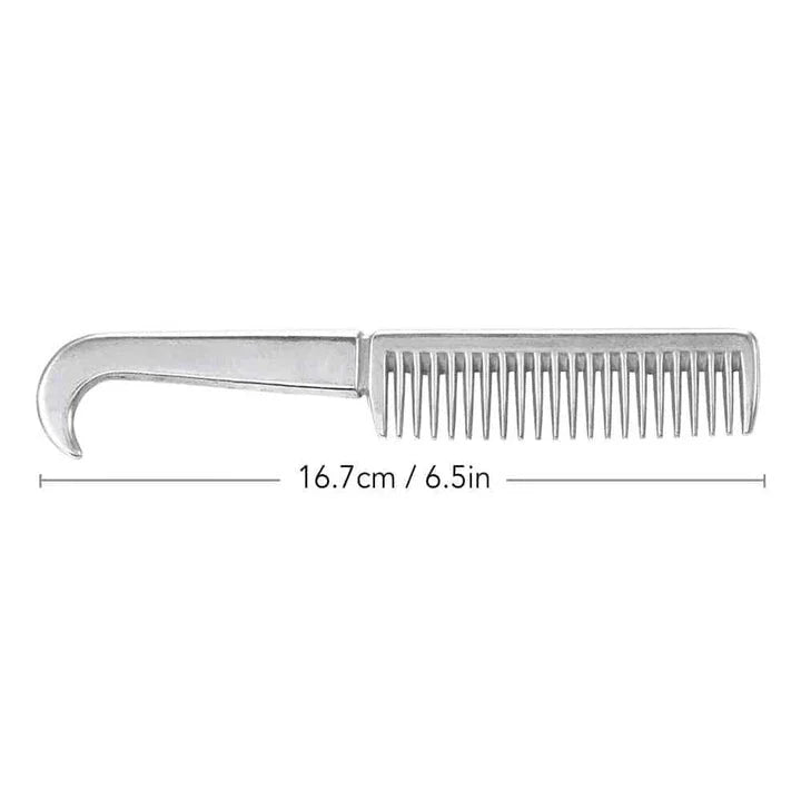 Premium aluminium horse grooming comb with rounded teeth and ergonomic handle for efficient and gentle coat care