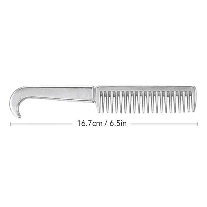 Premium aluminium horse grooming comb with rounded teeth and ergonomic handle for efficient and gentle coat care