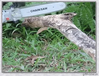 Angle grinder with attached chainsaw bracket, suitable for cutting wood, trees, and other DIY projects