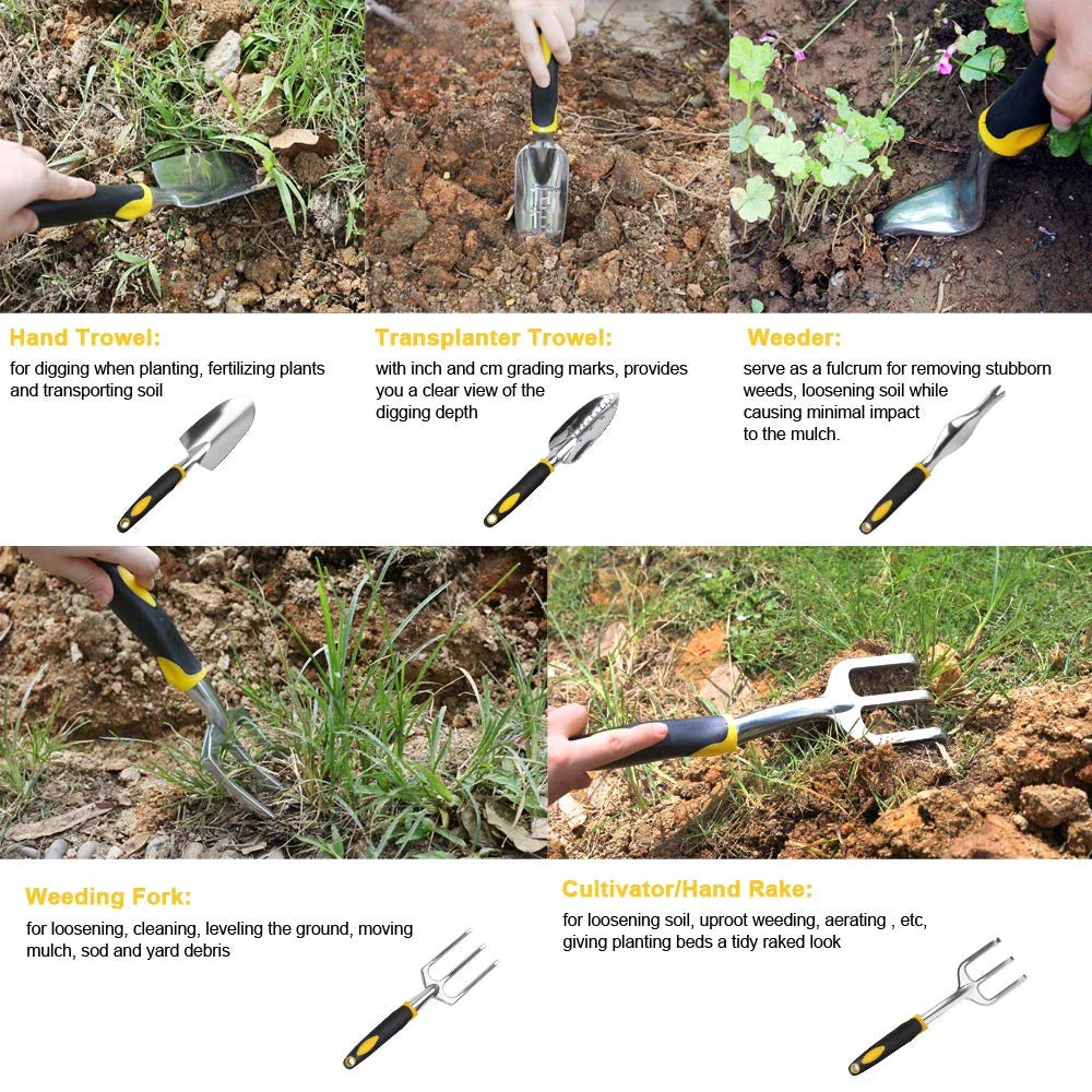 Premium British-made garden tool set with stainless steel construction, ergonomic handles, and child-safe features for comfortable, precise gardening