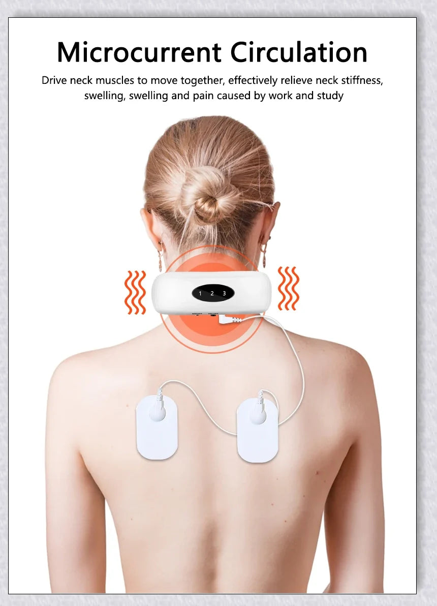 A wireless neck massager with an adjustable design for targeted neck pain relief and muscle relaxation.