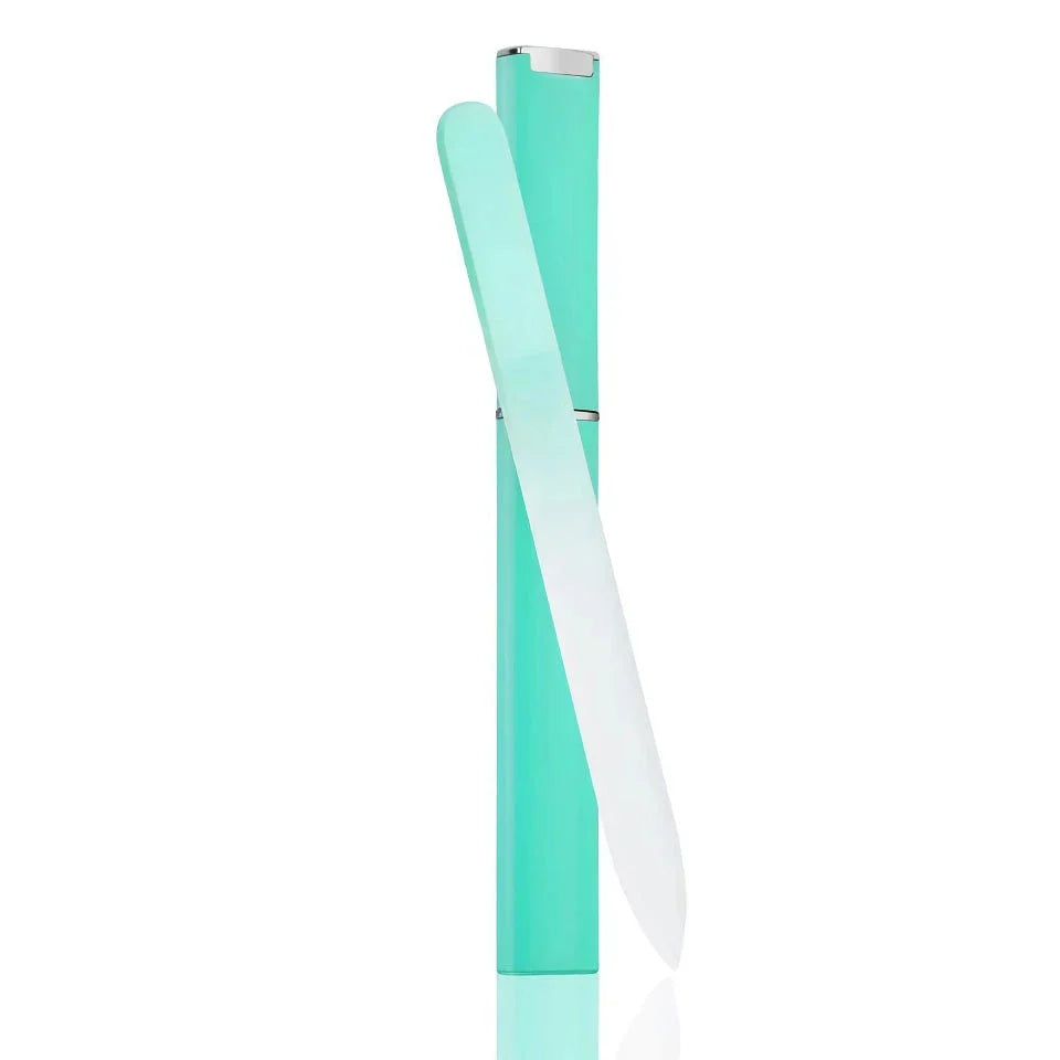 Premium British glass nail file with protective case for healthier, smoother nails