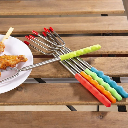 Premium Trendha Stainless Steel BBQ Skewers with Vibrant Silicone Handles - 5 Piece Set