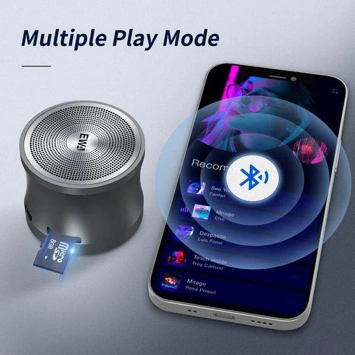 Premium compact Bluetooth speaker with powerful 5W driver, true wireless stereo, and sleek metal casing