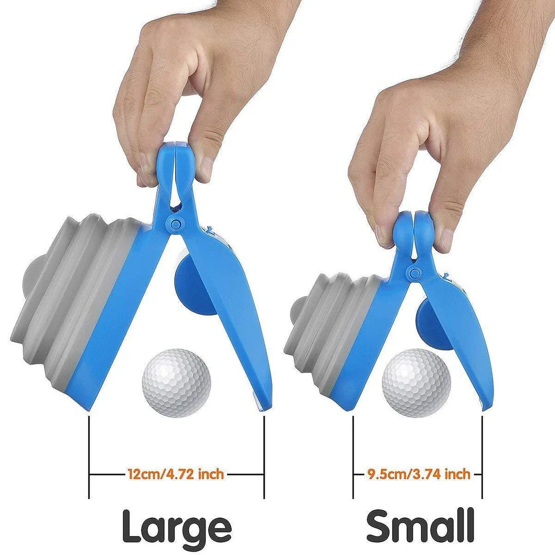 Foldable dog waste scoop with wide, comfortable grip for easy one-handed cleanup on any surface
