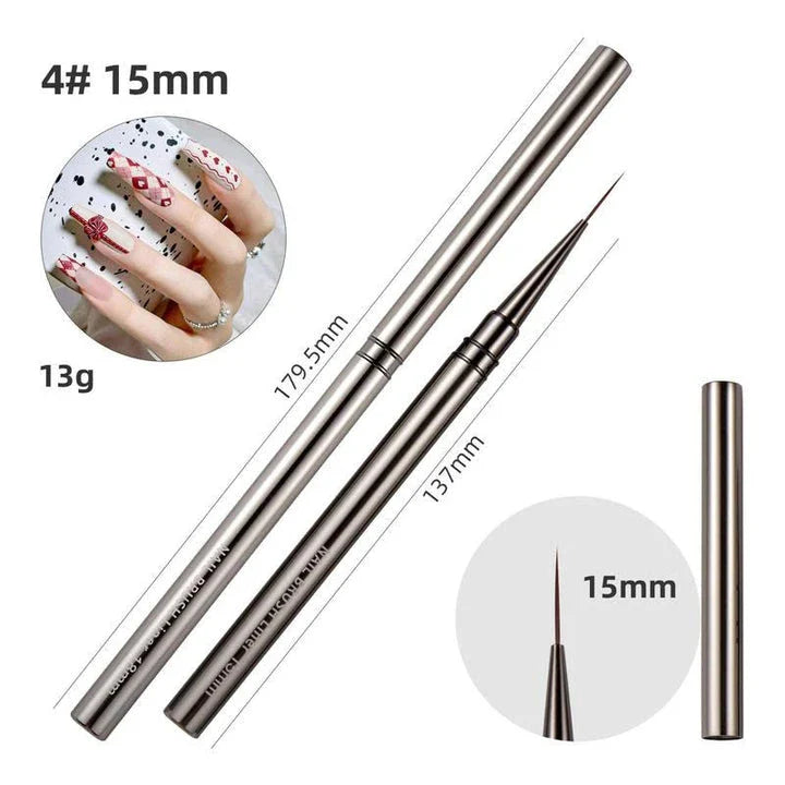Premium metal nail art brushes in various sizes for intricate designs and patterns