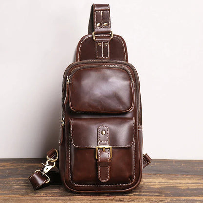Premium Genuine Leather Messenger Bag for Outdoor Sports and Activities