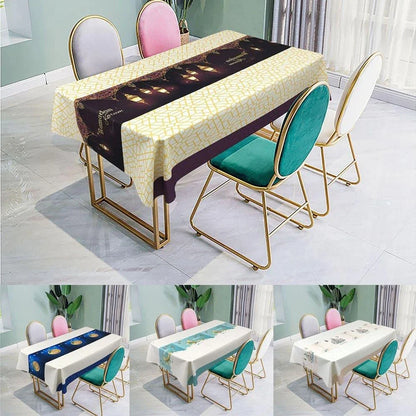 Elegant Muslim Ramadan table cloth with intricate Islamic-inspired design in various size options