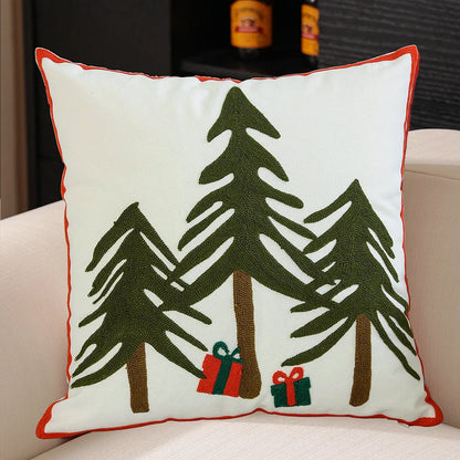 Cosy Christmas snowflake pillow cover with premium polyester fibre and embroidered snow mountain design