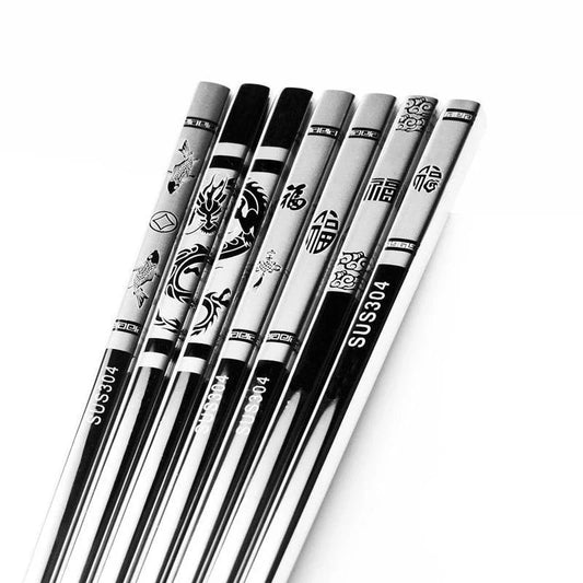 Trendha Stainless Steel Sushi Chopsticks - Durable, Portable, and Elegant Design for Enjoying Japanese Cuisine