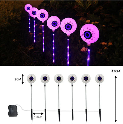 Colourful solar-powered Halloween eyeball garden lamp with weatherproof design