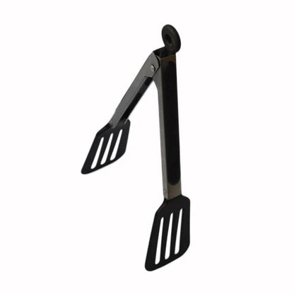 Premium black stainless steel BBQ tongs with a comfortable grip and 27 cm / 10.63 inch length for effortless grilling and food handling