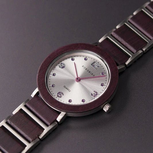 Premium British-made quartz wood watch with waterproof stainless steel construction and mineral-strengthened glass mirror