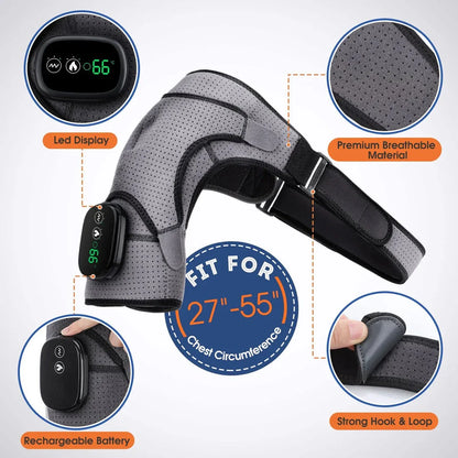 Premium 3-Level Heated and Vibrating Shoulder Massager for Pain Relief and Rehabilitation