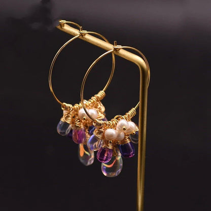 Elegant sterling silver and Czech crystal earrings with natural freshwater pearls