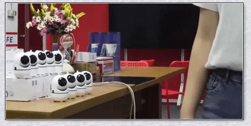 Intelligent indoor security camera with 360-degree panoramic coverage, auto-tracking, and remote access capabilities