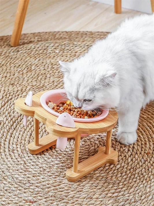 Ceramic Pet Bowl with Tilted Base in various colours, designed for comfort and style
