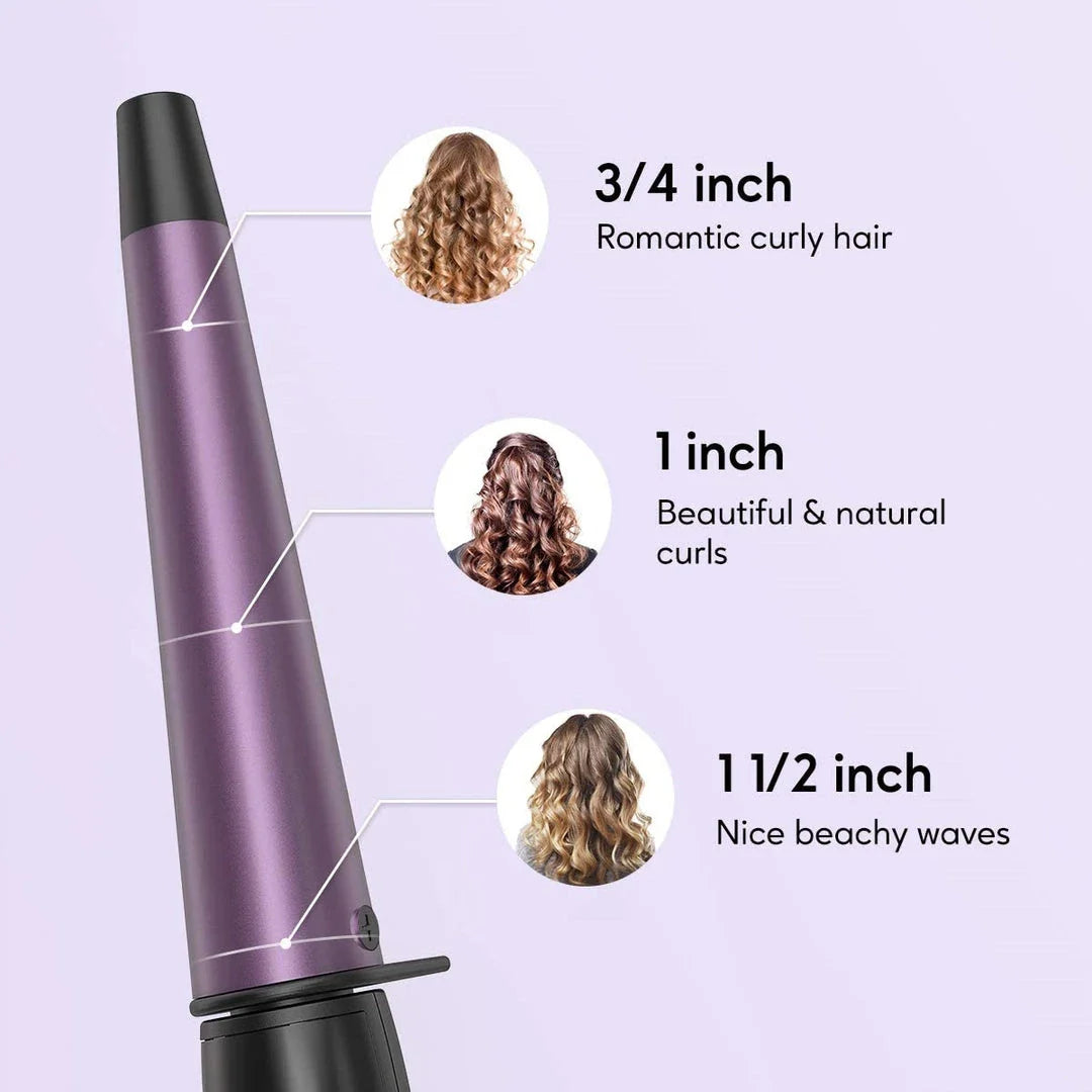 Pro Conical Curling Wand with ceramic barrel and adjustable temperature settings for salon-quality curls at home