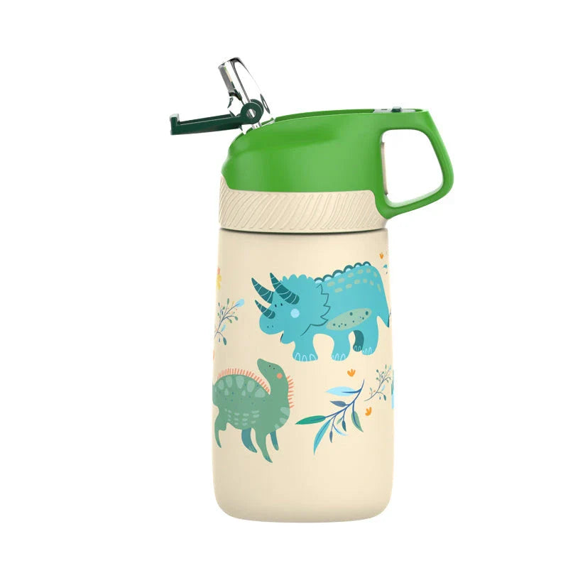 Premium children's vacuum insulated water bottle with straw in blue colour