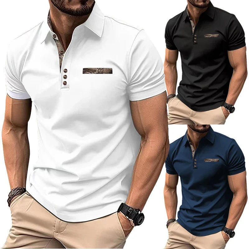 Premium short-sleeve sports shirt for men, featuring a button-down design and breathable, durable polyester fabric