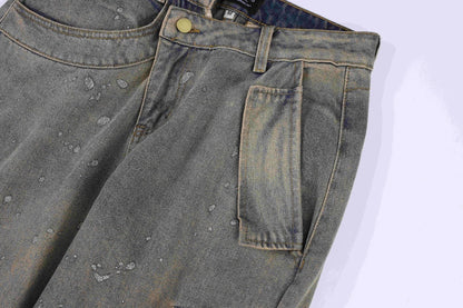 Premium cotton denim cargo trousers with a retro-inspired design, perfect for British street fashion