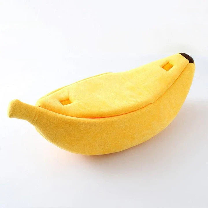 Cosy, plush banana-shaped cat bed in a variety of sizes, providing a comfortable retreat for feline friends