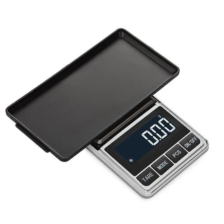 Precision electronic mini pocket scale with digital display and multiple weighing capacity options