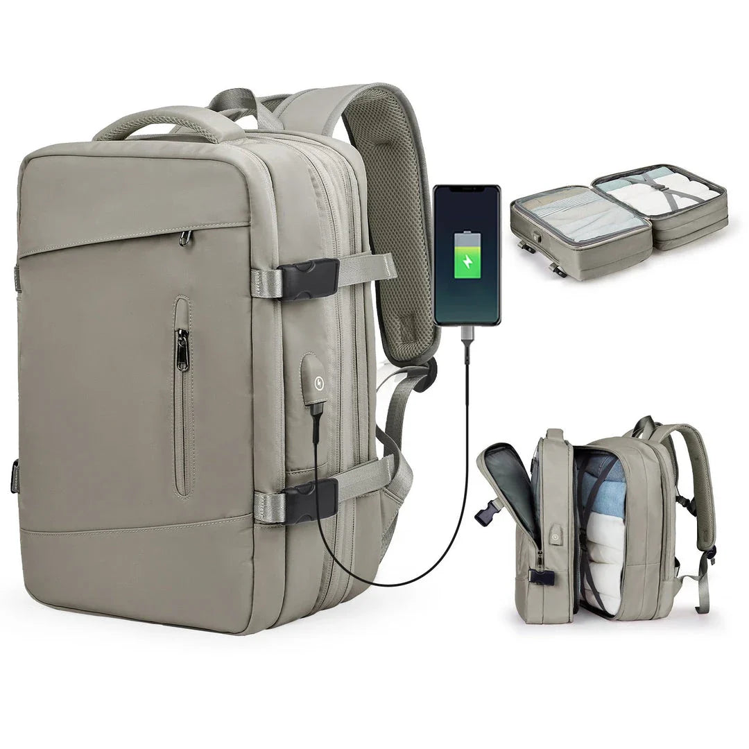 Premium Expandable Travel Backpack with Laptop Sleeve, Water-Resistant Nylon, and Adjustable Capacity