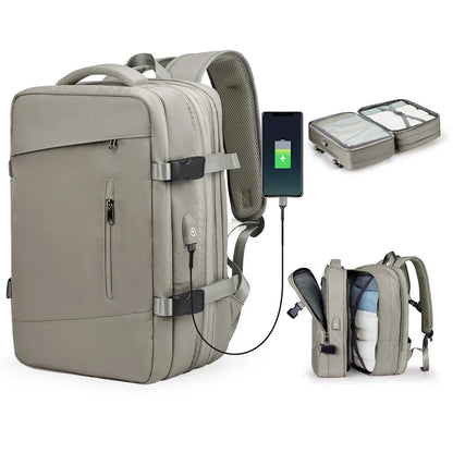 Premium Expandable Travel Backpack with Laptop Sleeve, Water-Resistant Nylon, and Adjustable Capacity