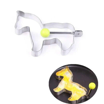 Premium stainless steel fried egg mould in various shapes including circle, flower, heart, and star