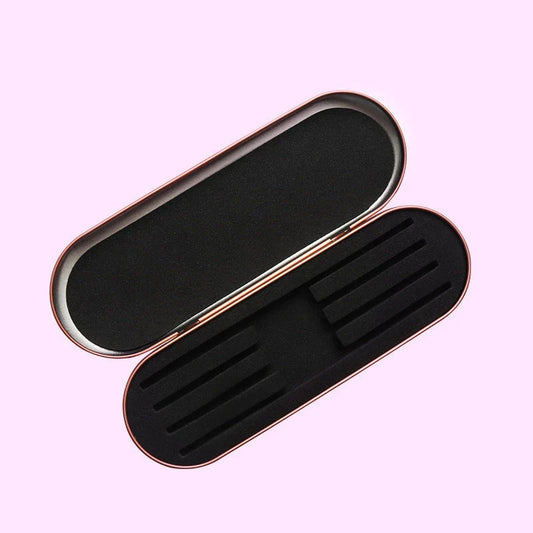 Premium 4-Slot Eyelash Tweezers Storage Box in Silver Colour, Designed to Protect and Organise Eyelash Extension Tools