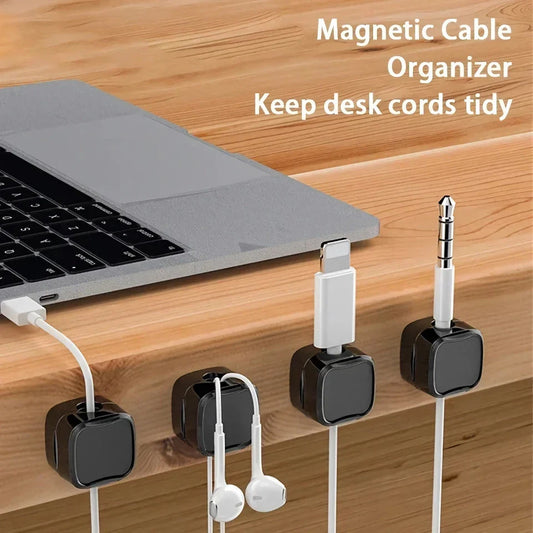 Adjustable magnetic cable clips organizer with strong adhesive for easy cable management