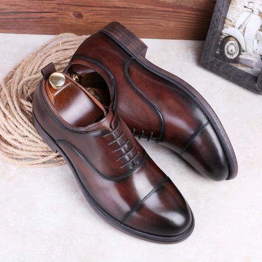 Premium cowhide lace-up shoes with a gradient design, showcasing a modern and sophisticated aesthetic